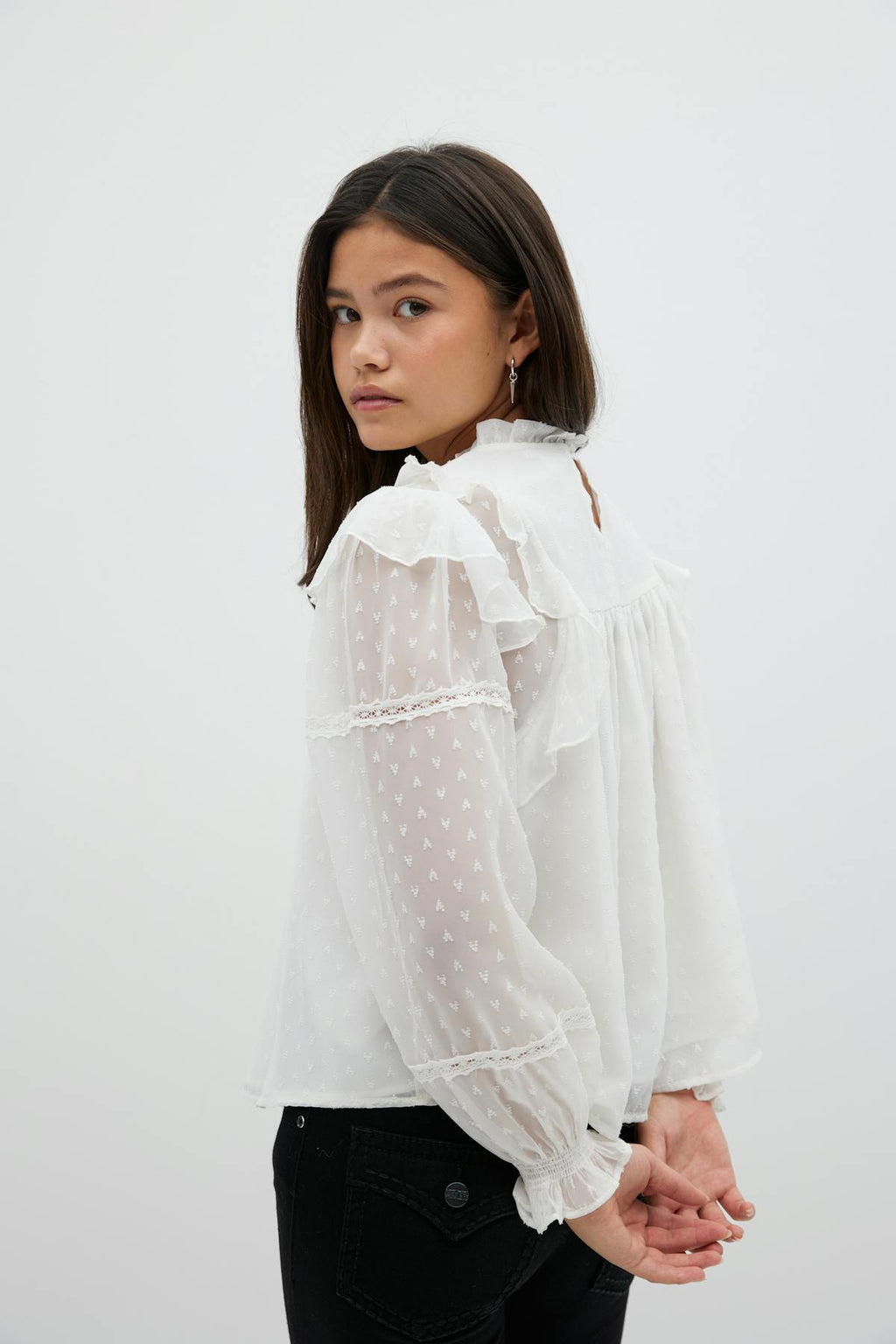 Y boho lace blouse