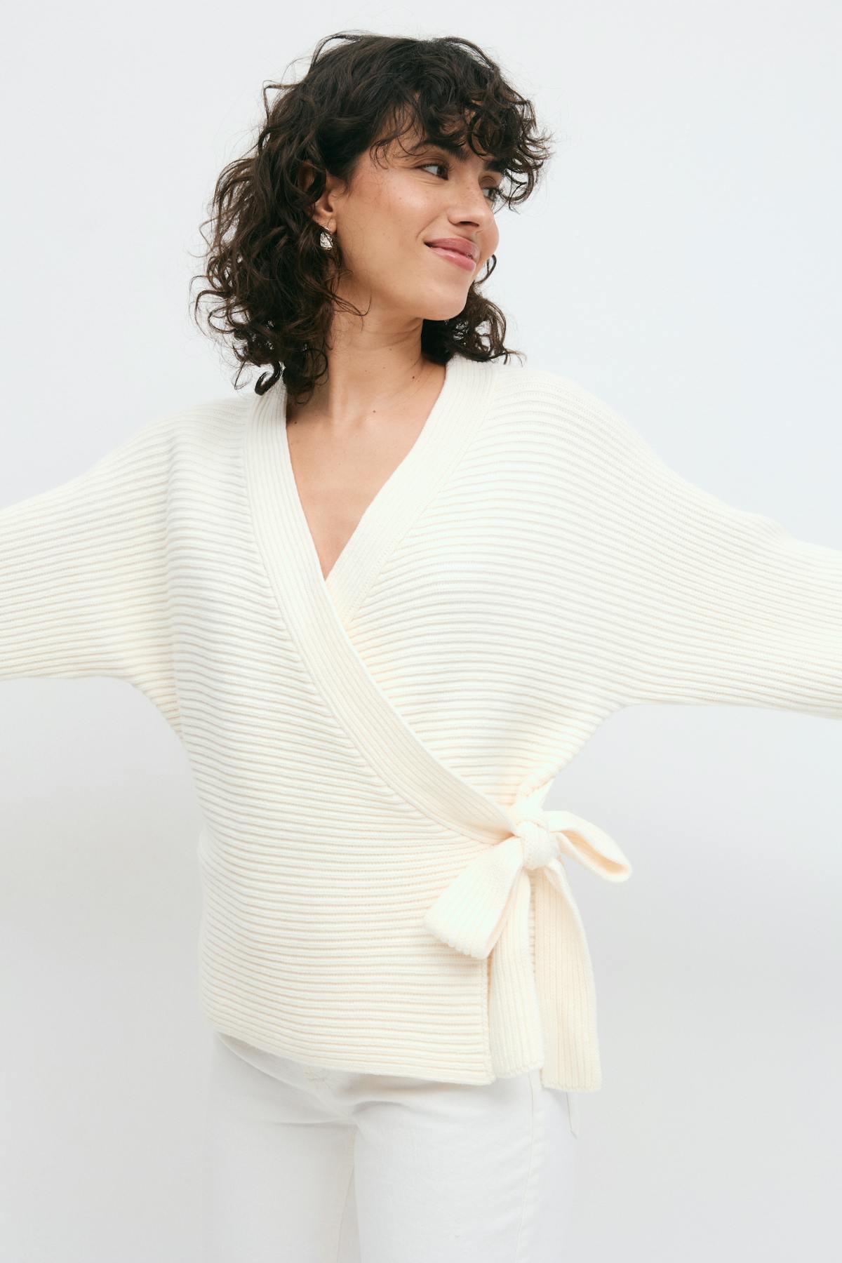 Chunky knitted wrap cardigan