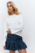 Frill denim skirt