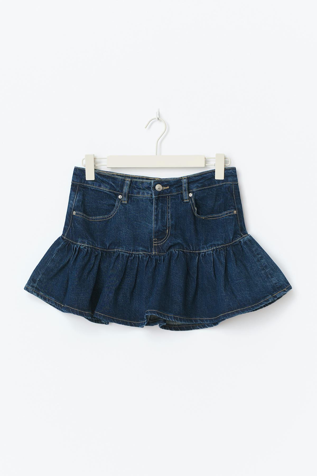 Frill denim skirt