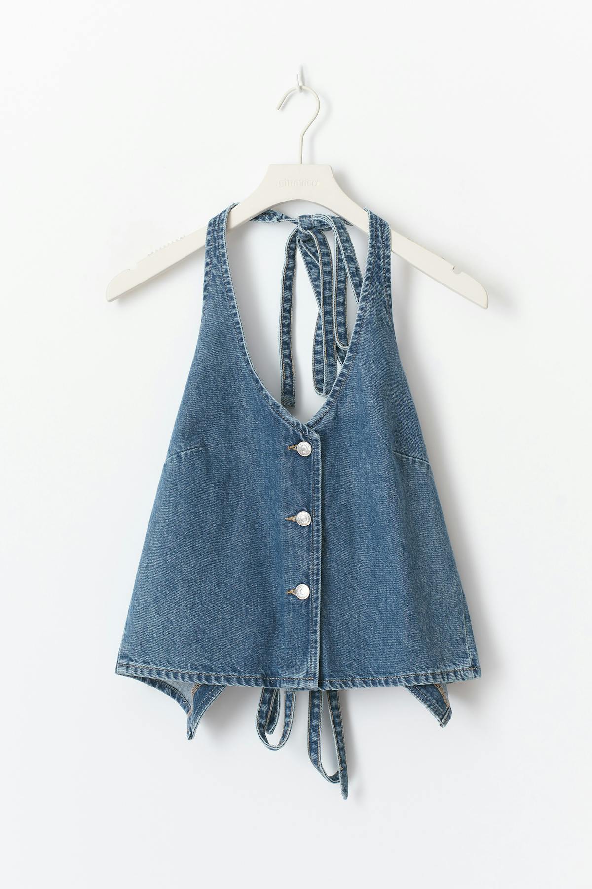 Tie back denim vest