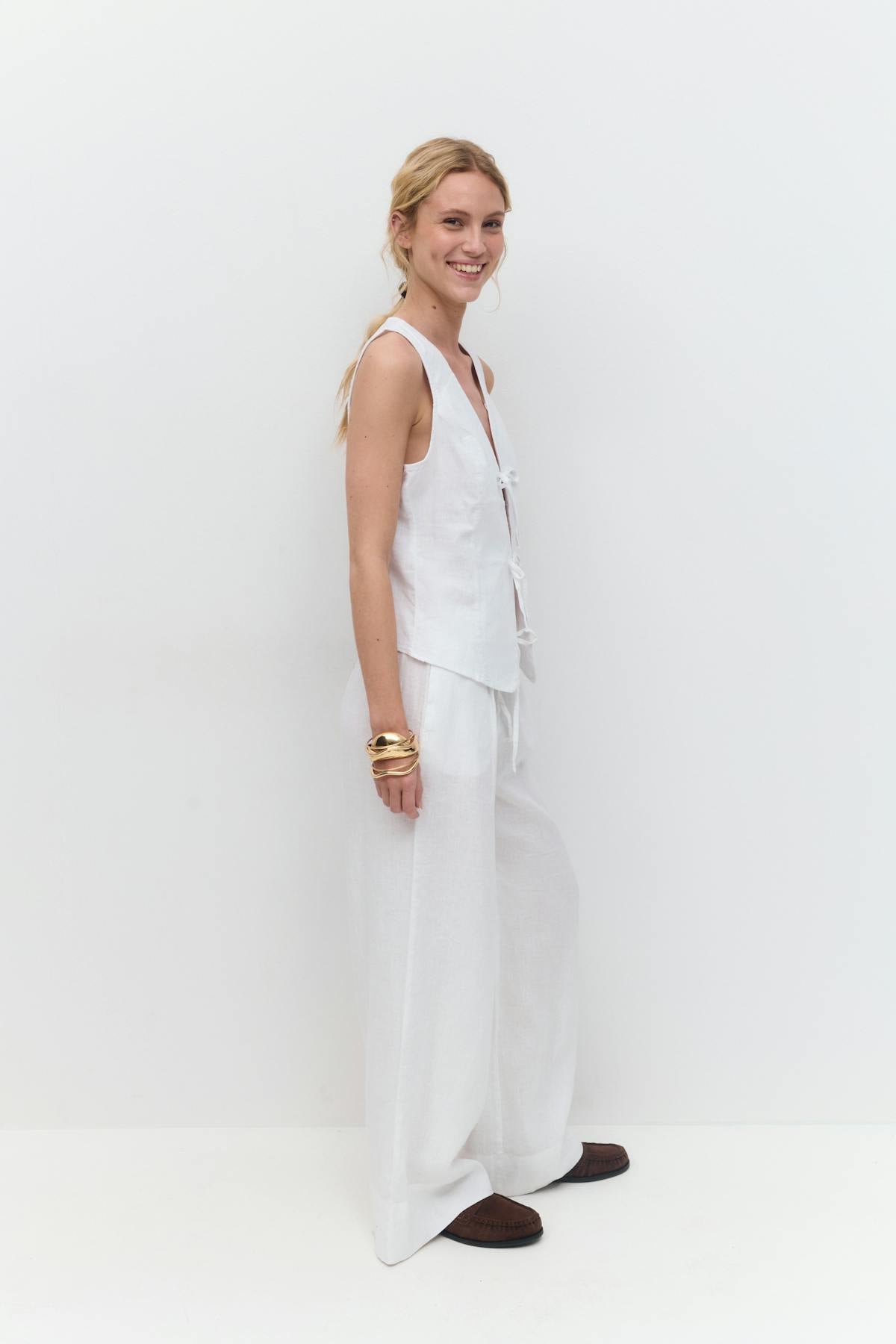 Wide linen trousers
