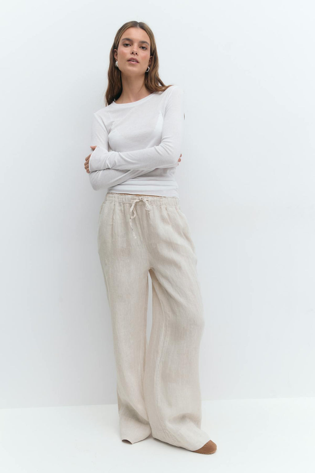 Wide linen trousers