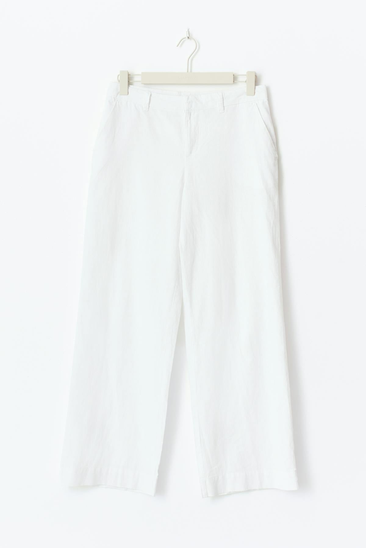 Wide linen blend trousers