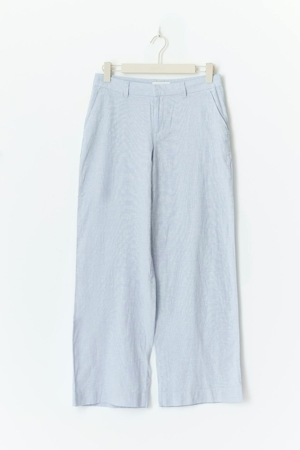 Wide linen blend trousers