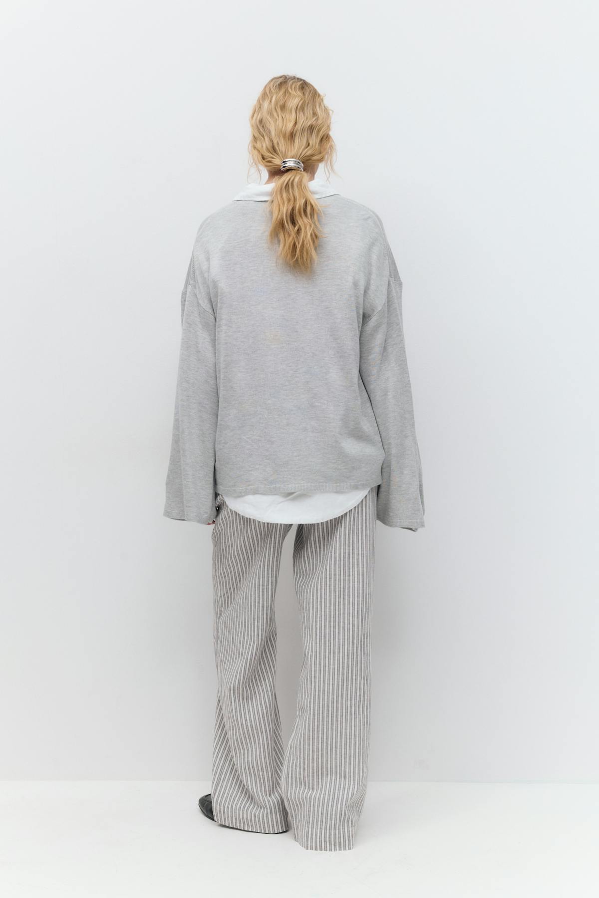 Wide linen blend trousers