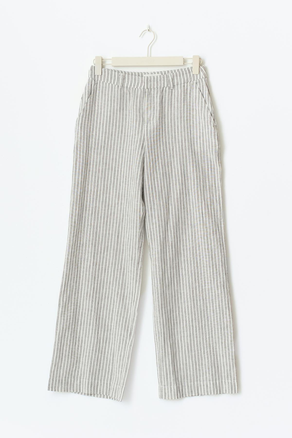 Wide linen blend trousers