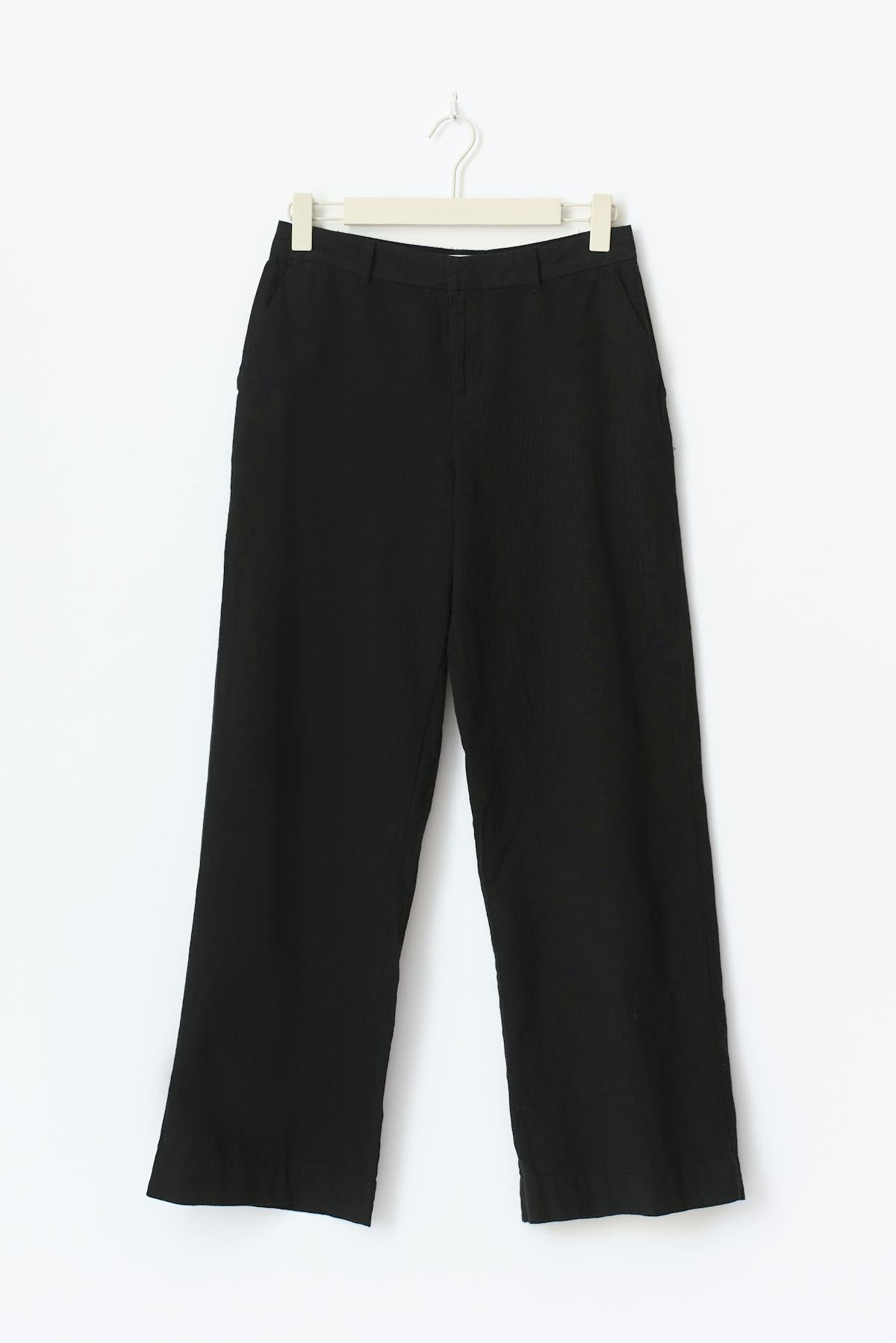 Wide linen blend trousers