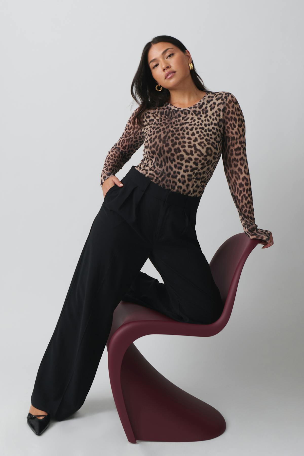 Long sleeve mesh top