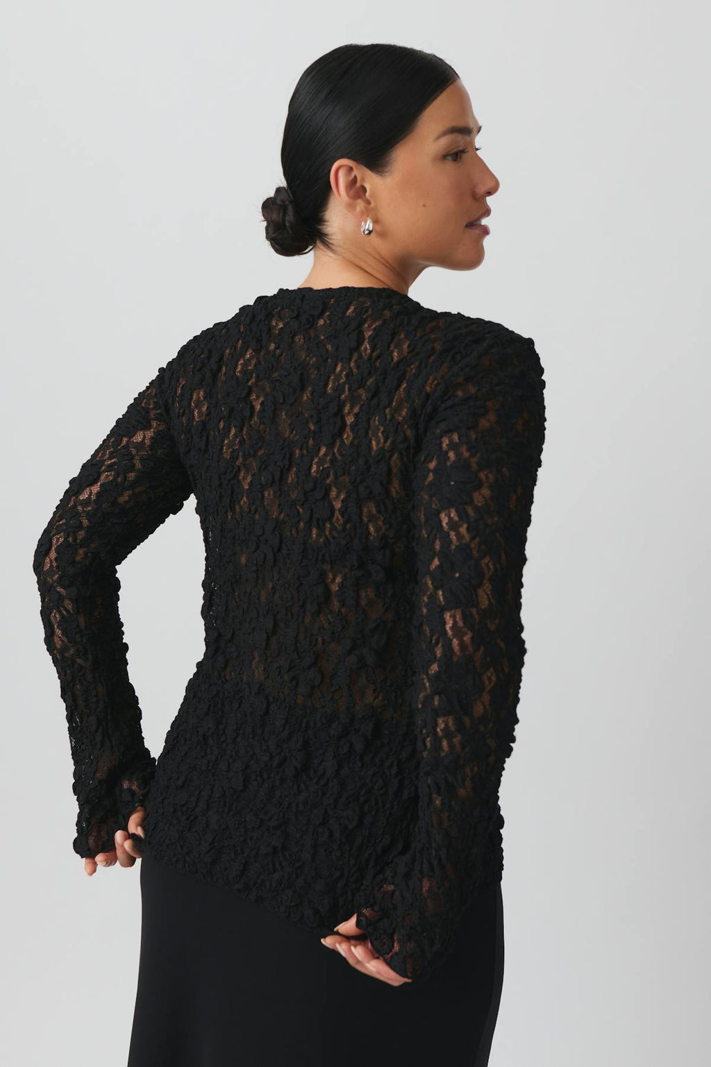 Lace tie front top