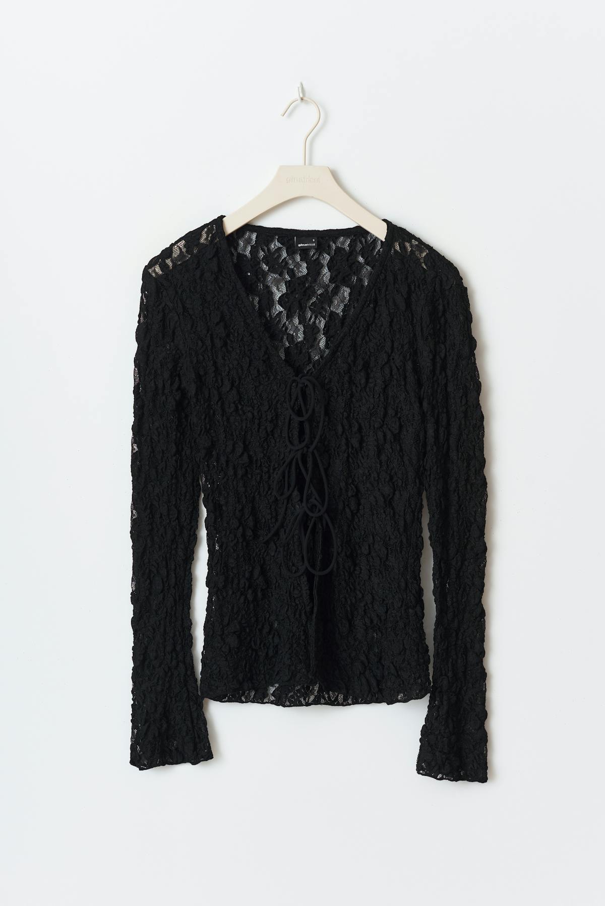 Lace tie front top