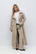 Long denim trench