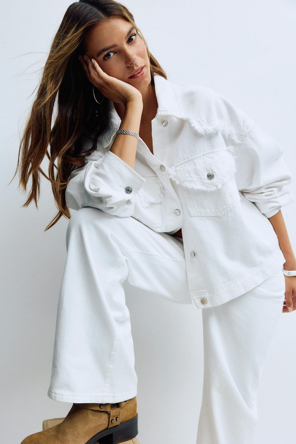 Cropped denim shirt