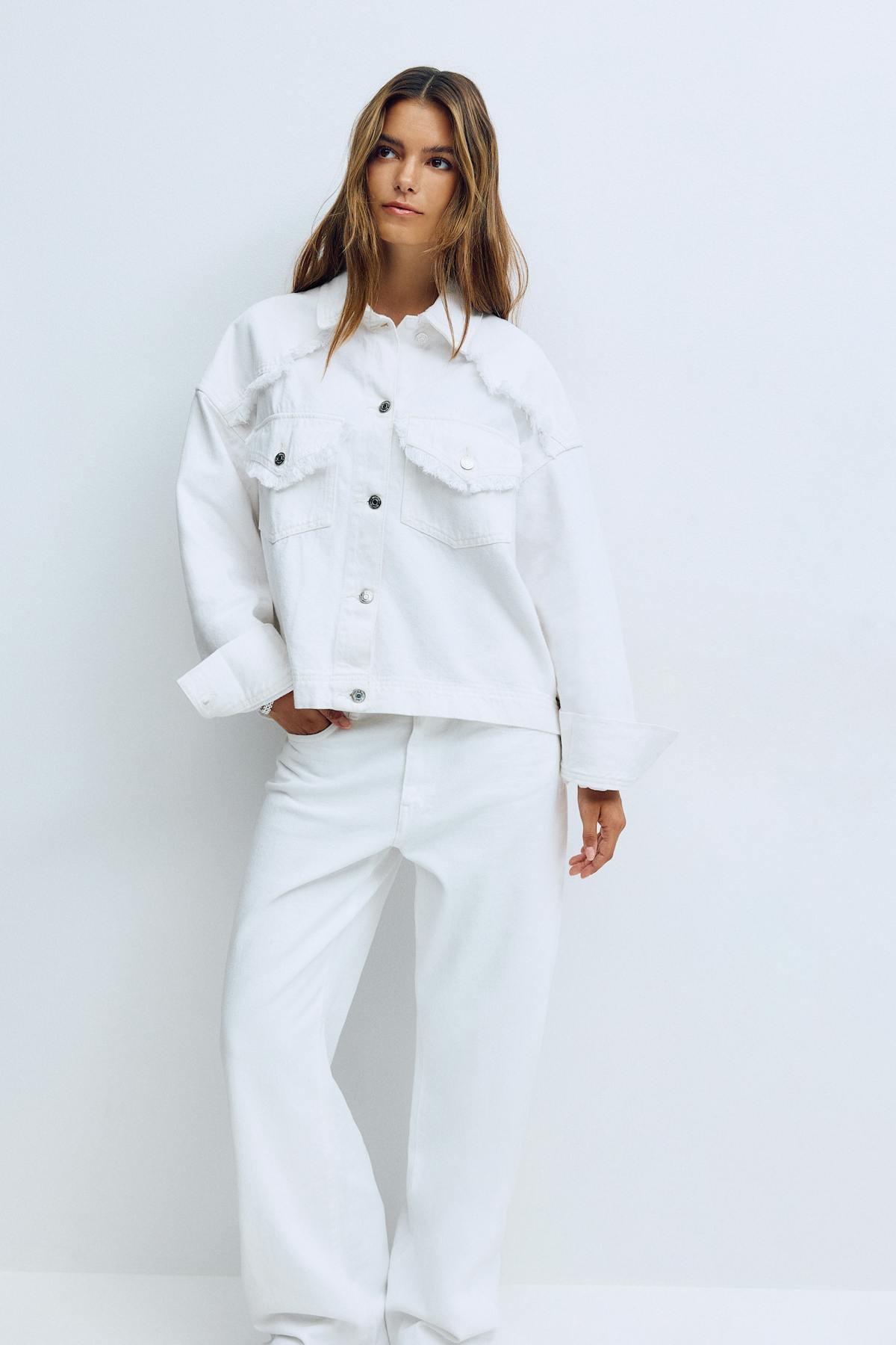 Cropped denim shirt