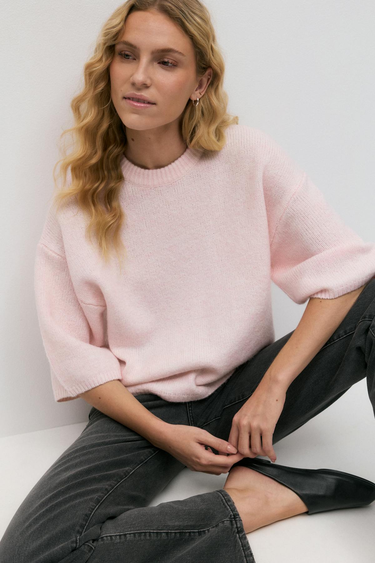 Knitted short sleeve top
