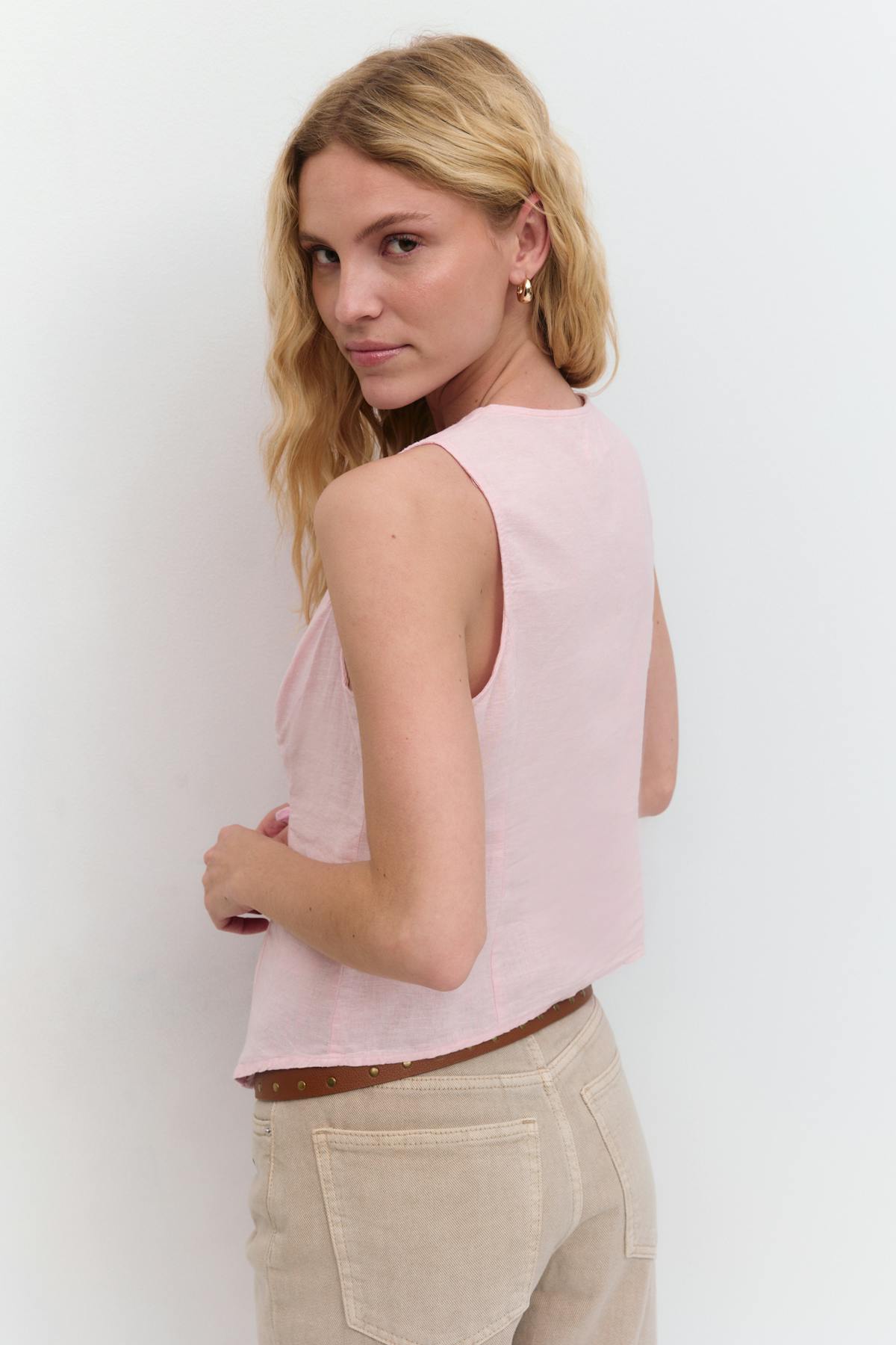 Linen blend vest