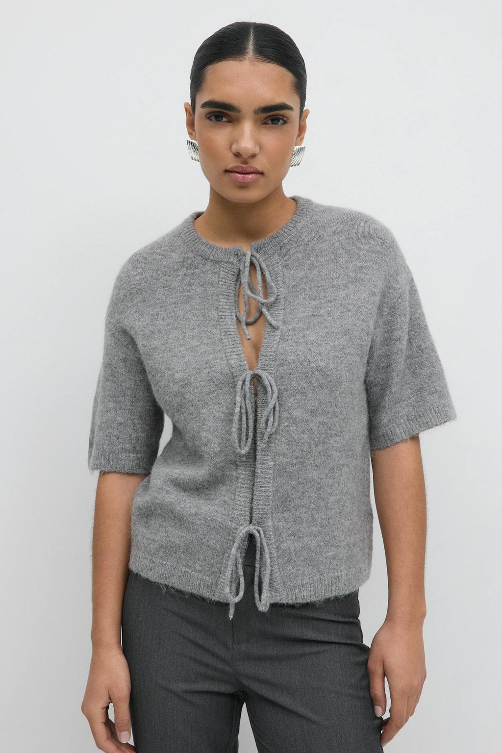 Knitted tie cardigan