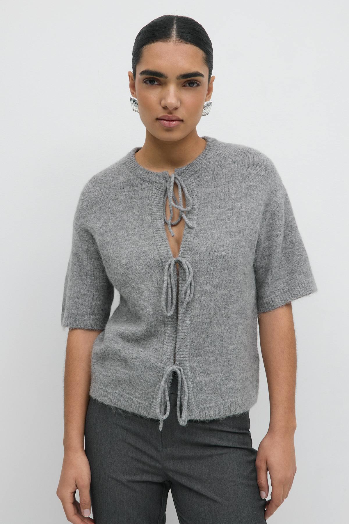 Knitted tie cardigan