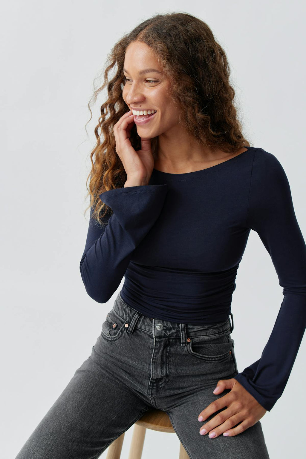 Soft touch boatneck top