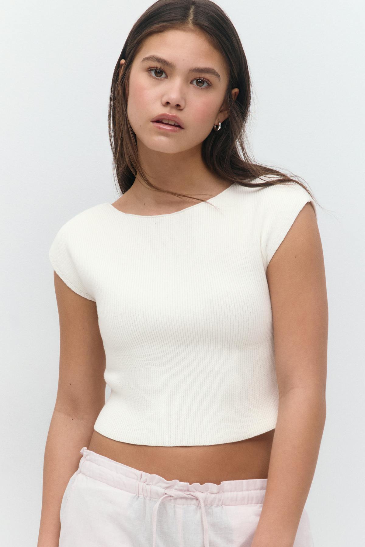 Y knitted rib top