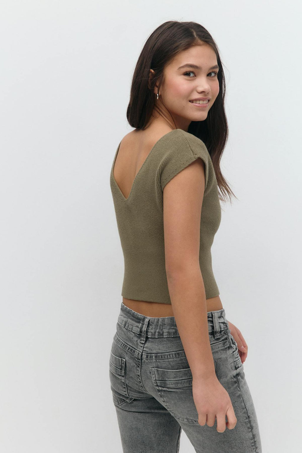 Y knitted rib top