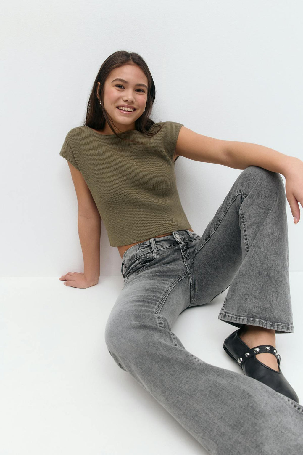 Y knitted rib top