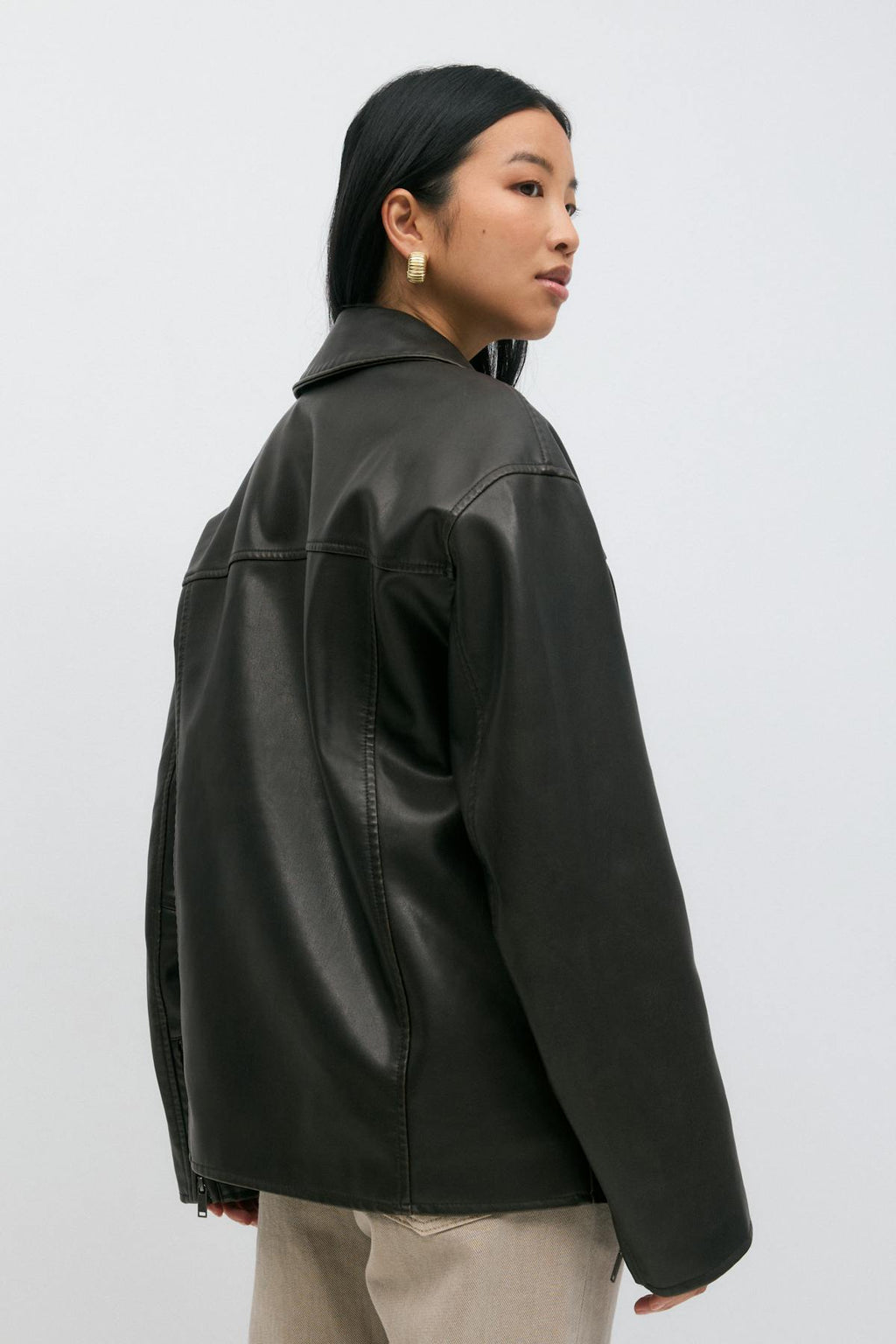 Oversized pu jacket
