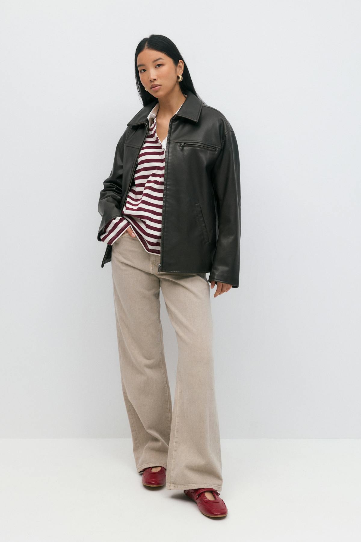 Oversized pu jacket