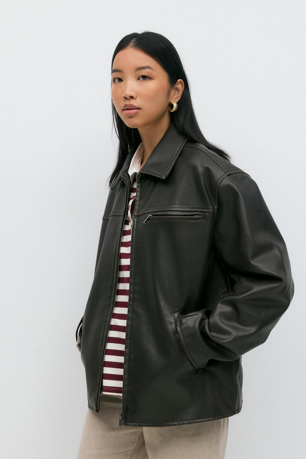 Oversized pu jacket