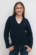 Y knit v-neck sweater