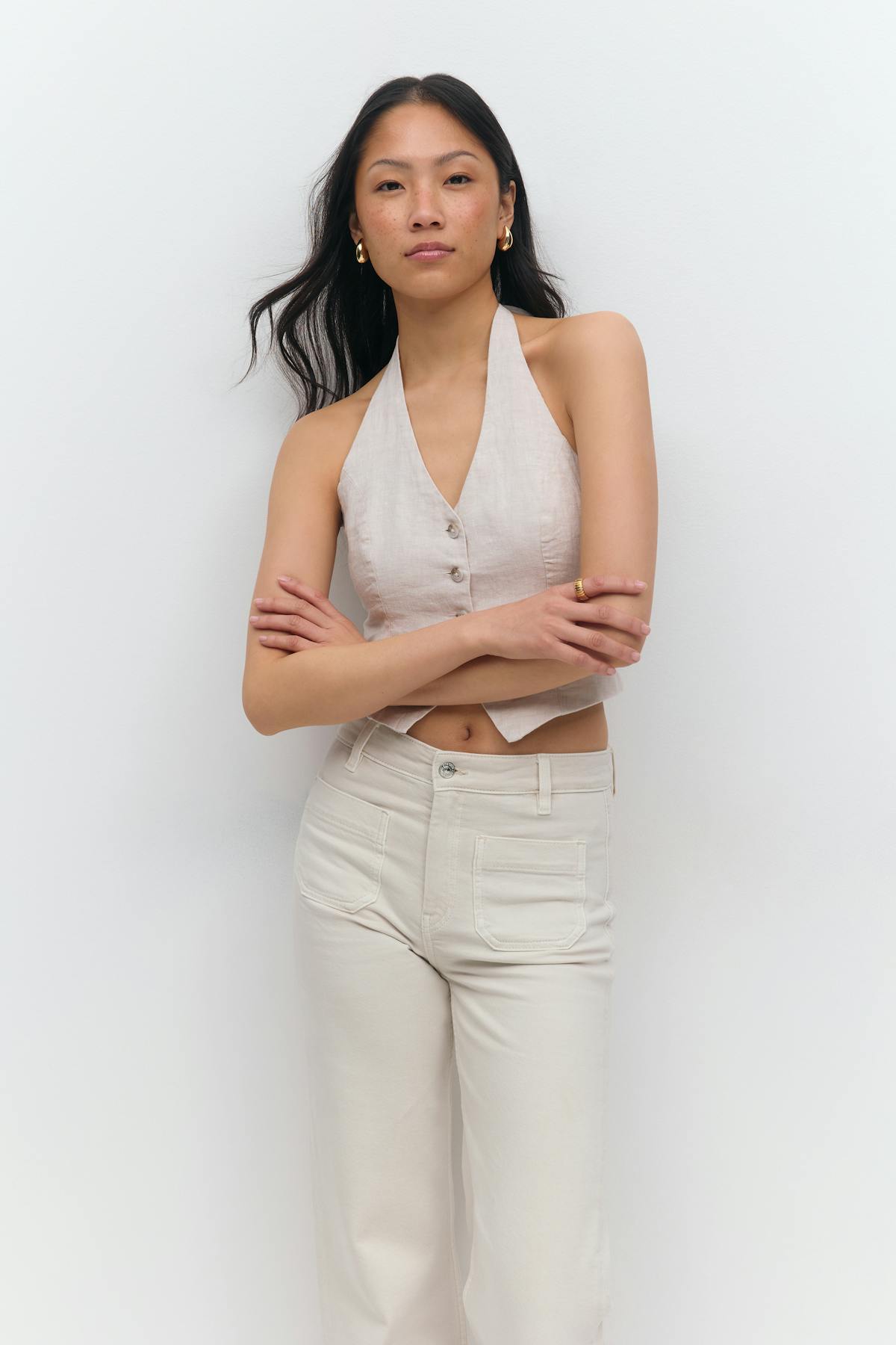 Linen halterneck vest