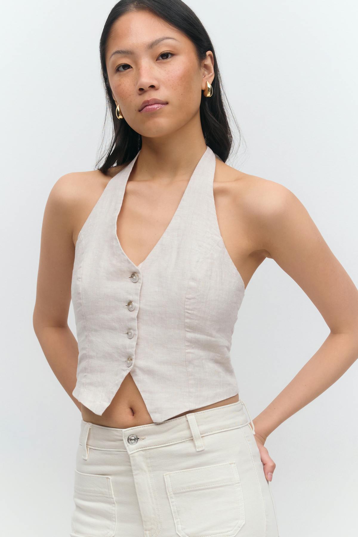 Linen halterneck vest