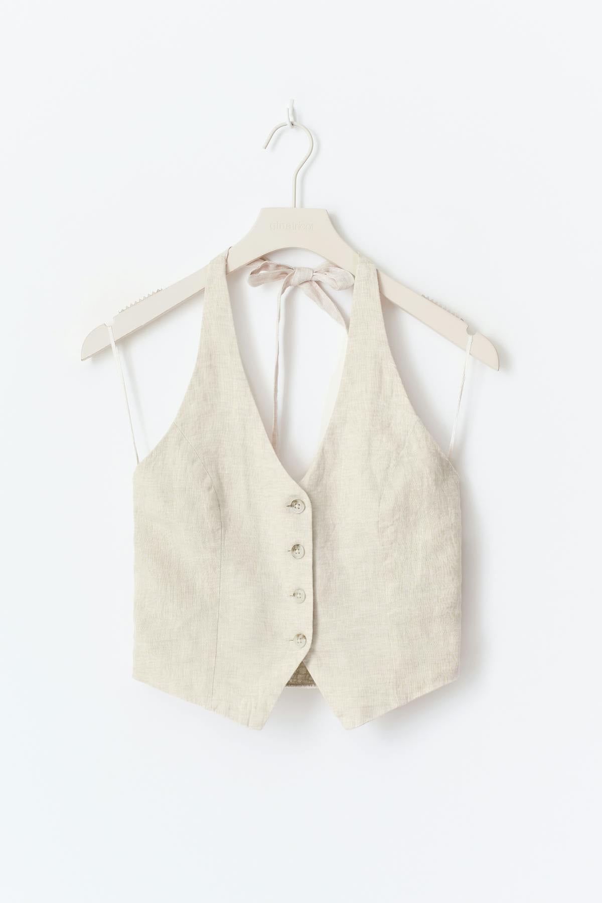 Linen halterneck vest
