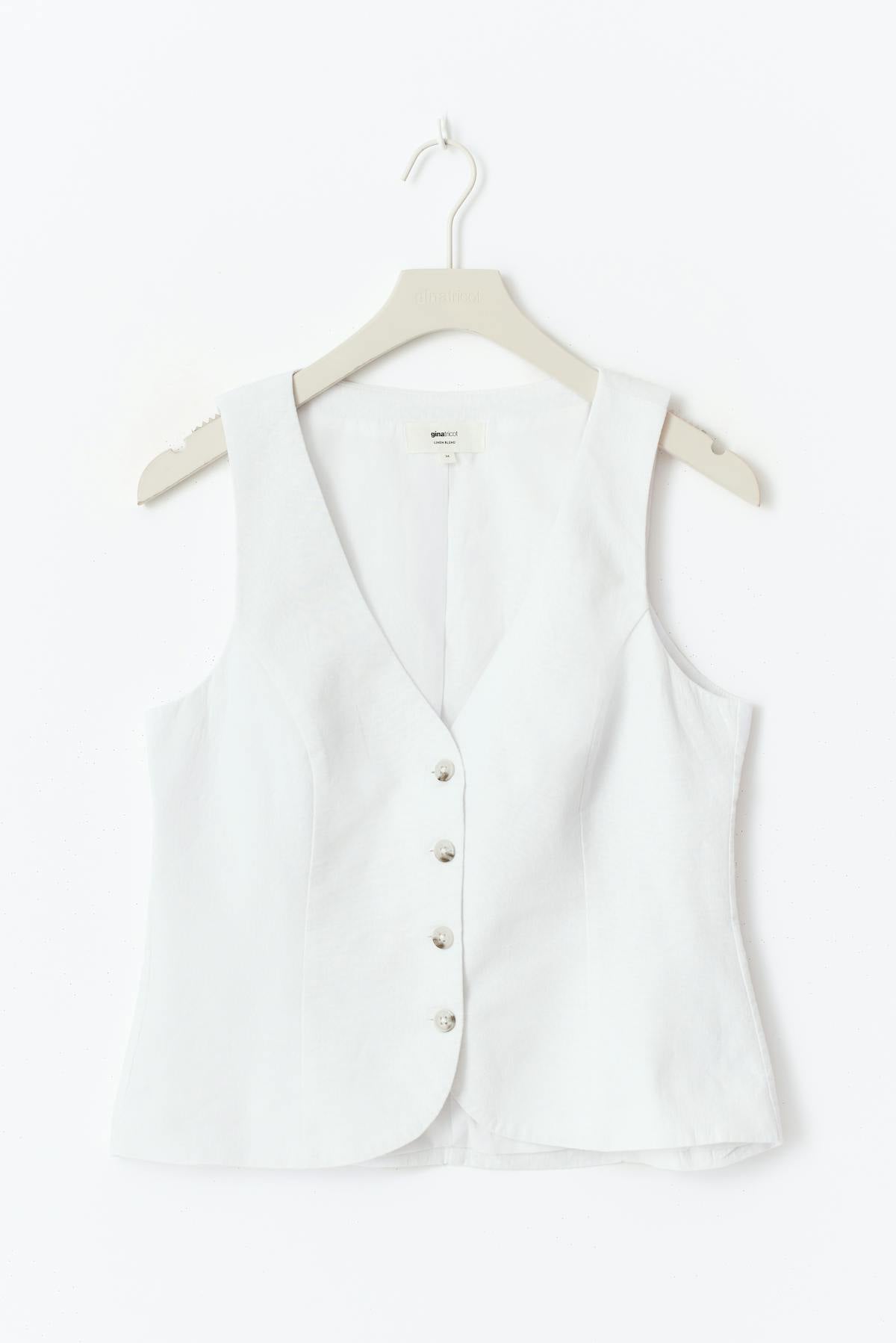 Linen blend tailored vest