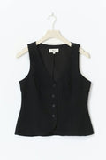 Linen blend tailored vest