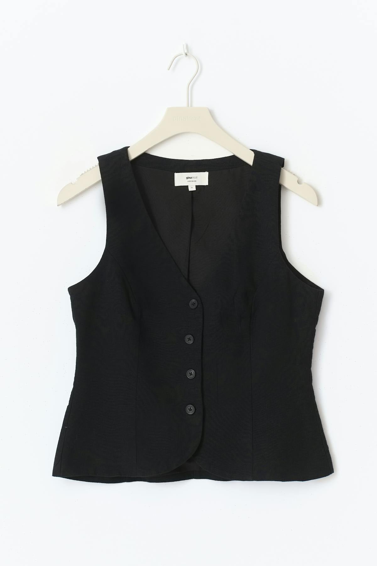Linen blend tailored vest