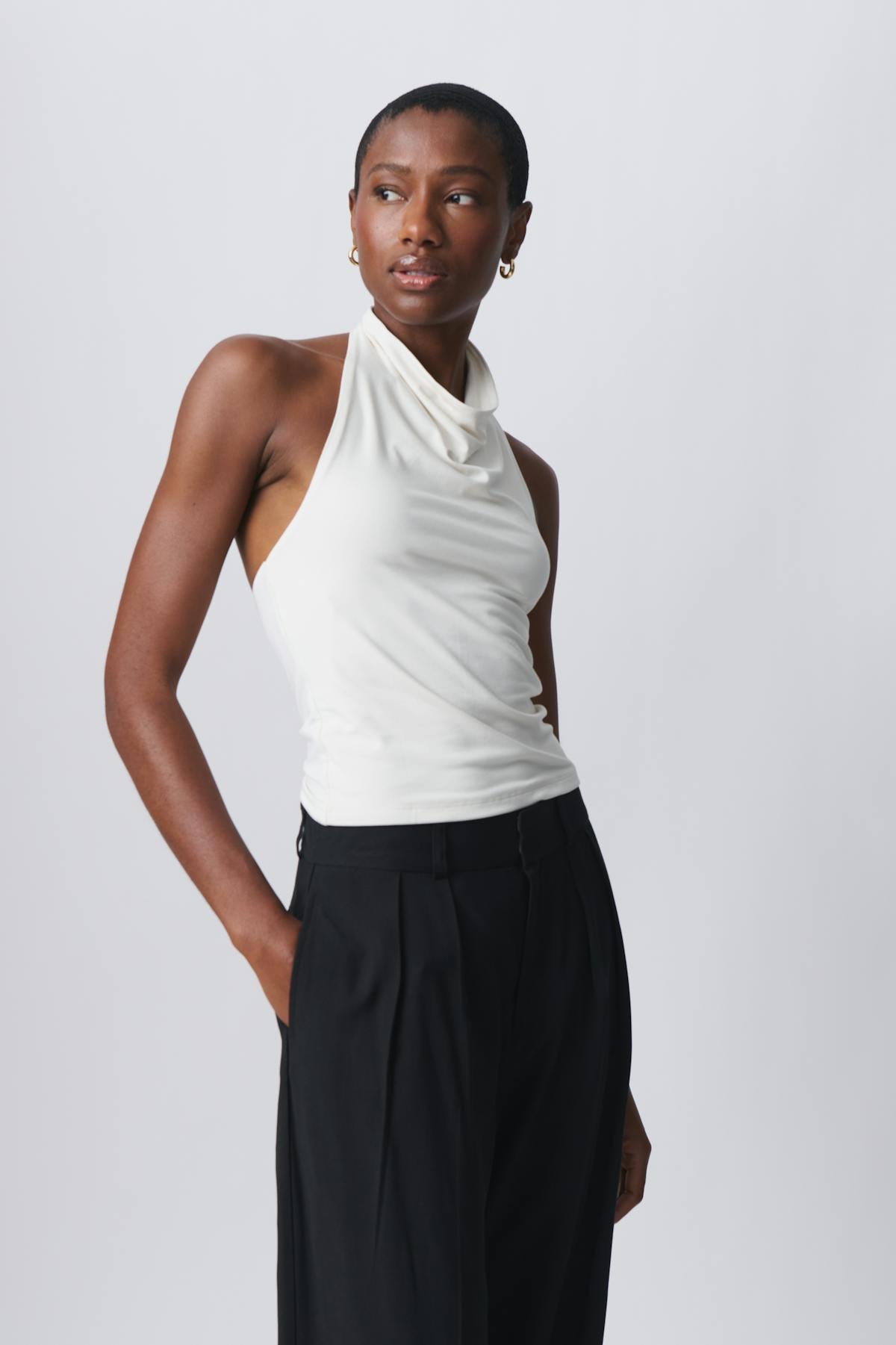 Soft touch halterneck top