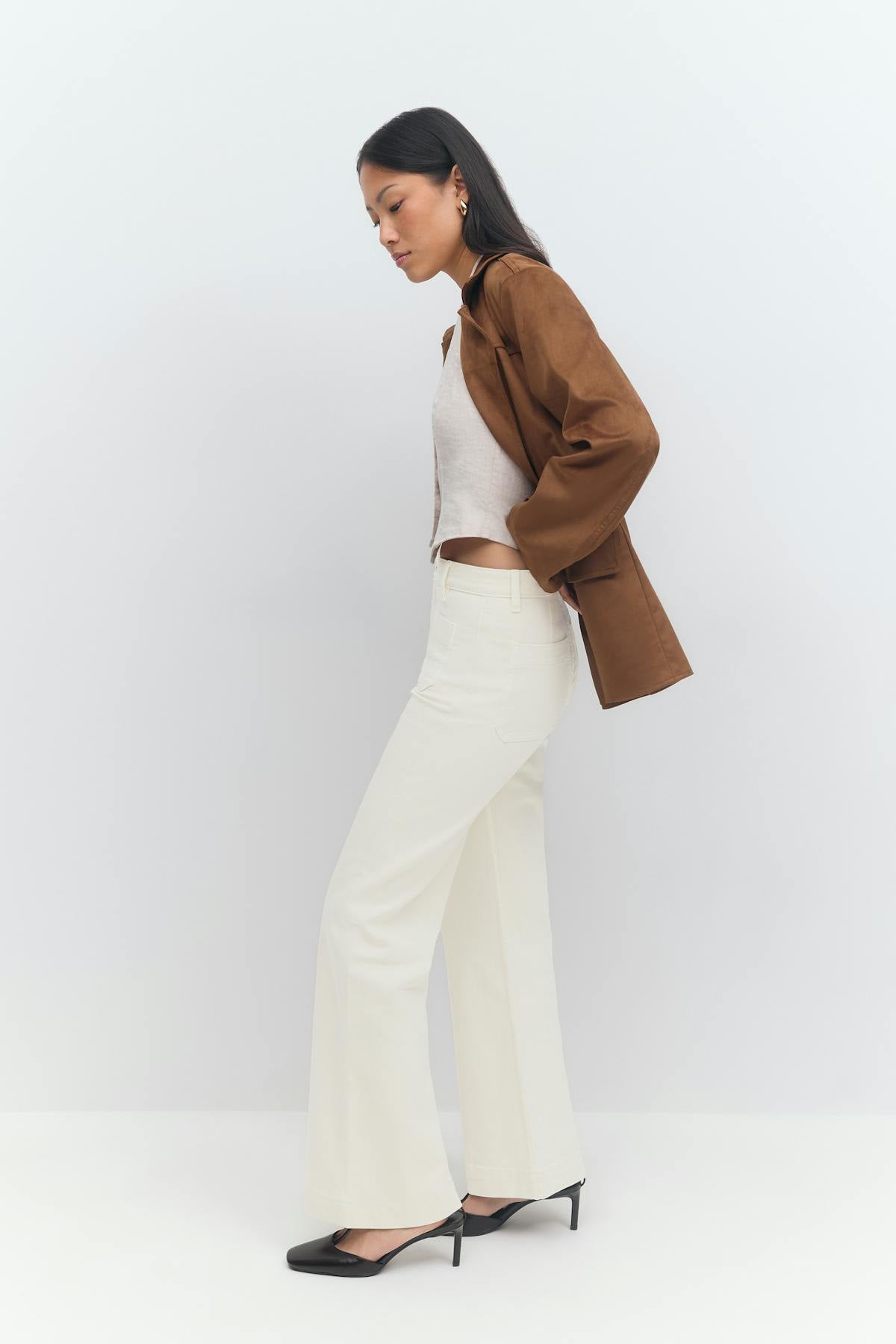 Front pocket flare jeans