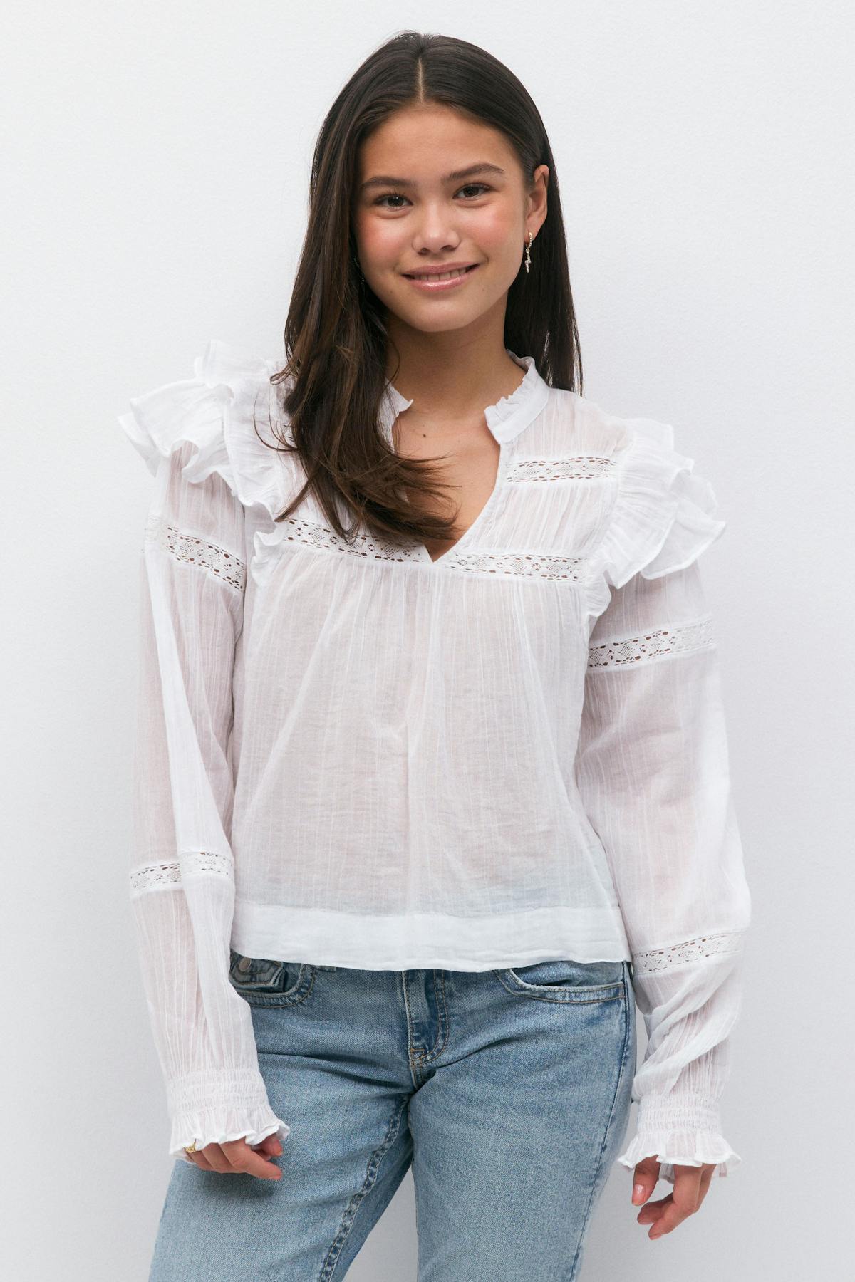 Y boho lace blouse