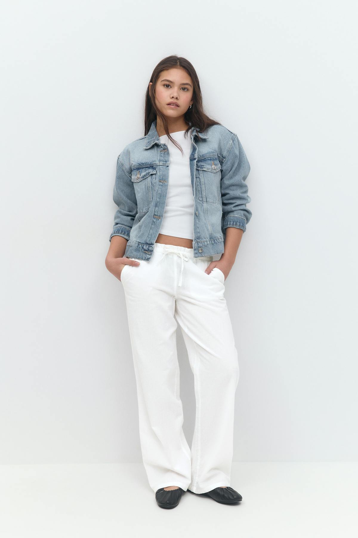 Y low linen blend trousers