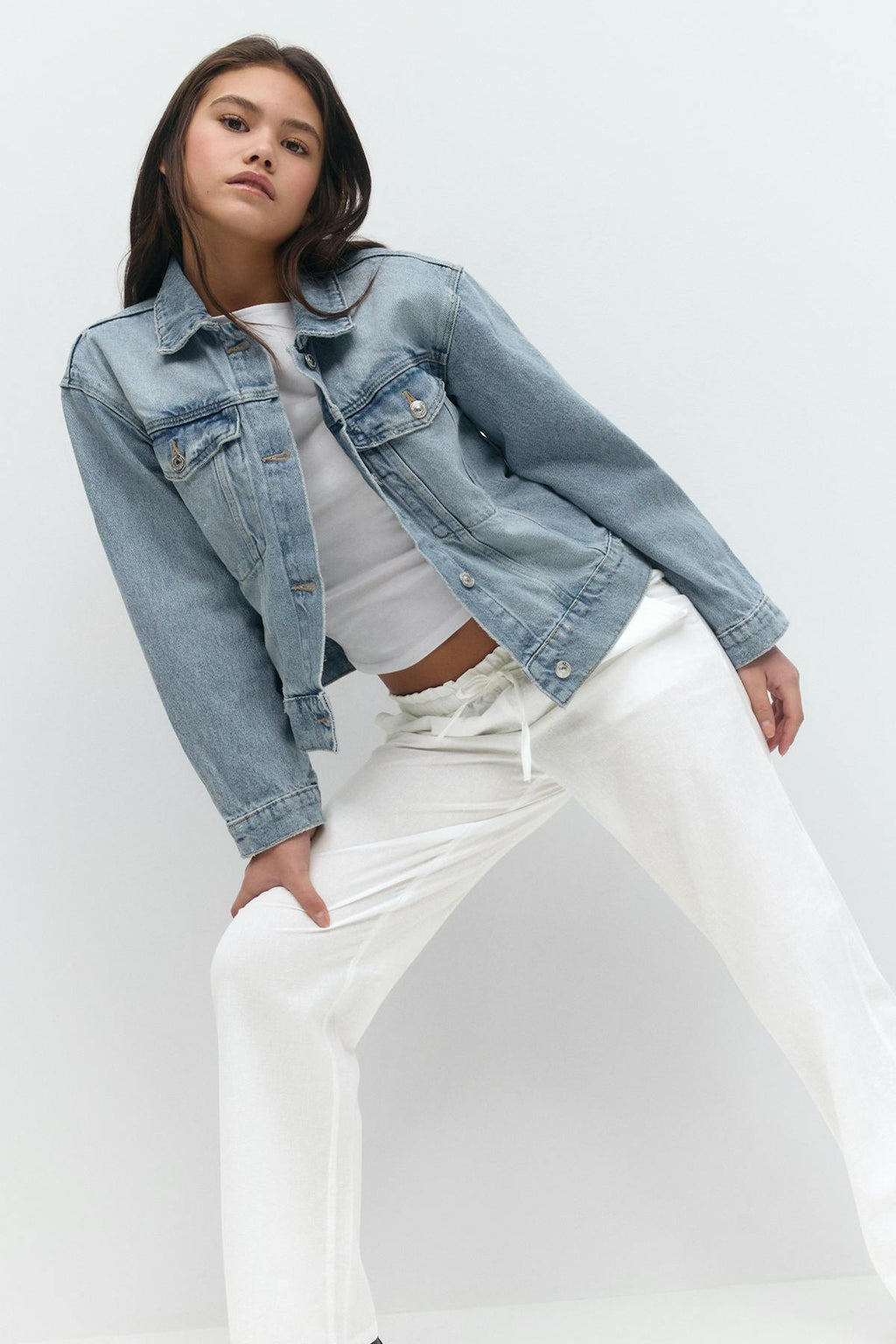 Y low linen blend trousers