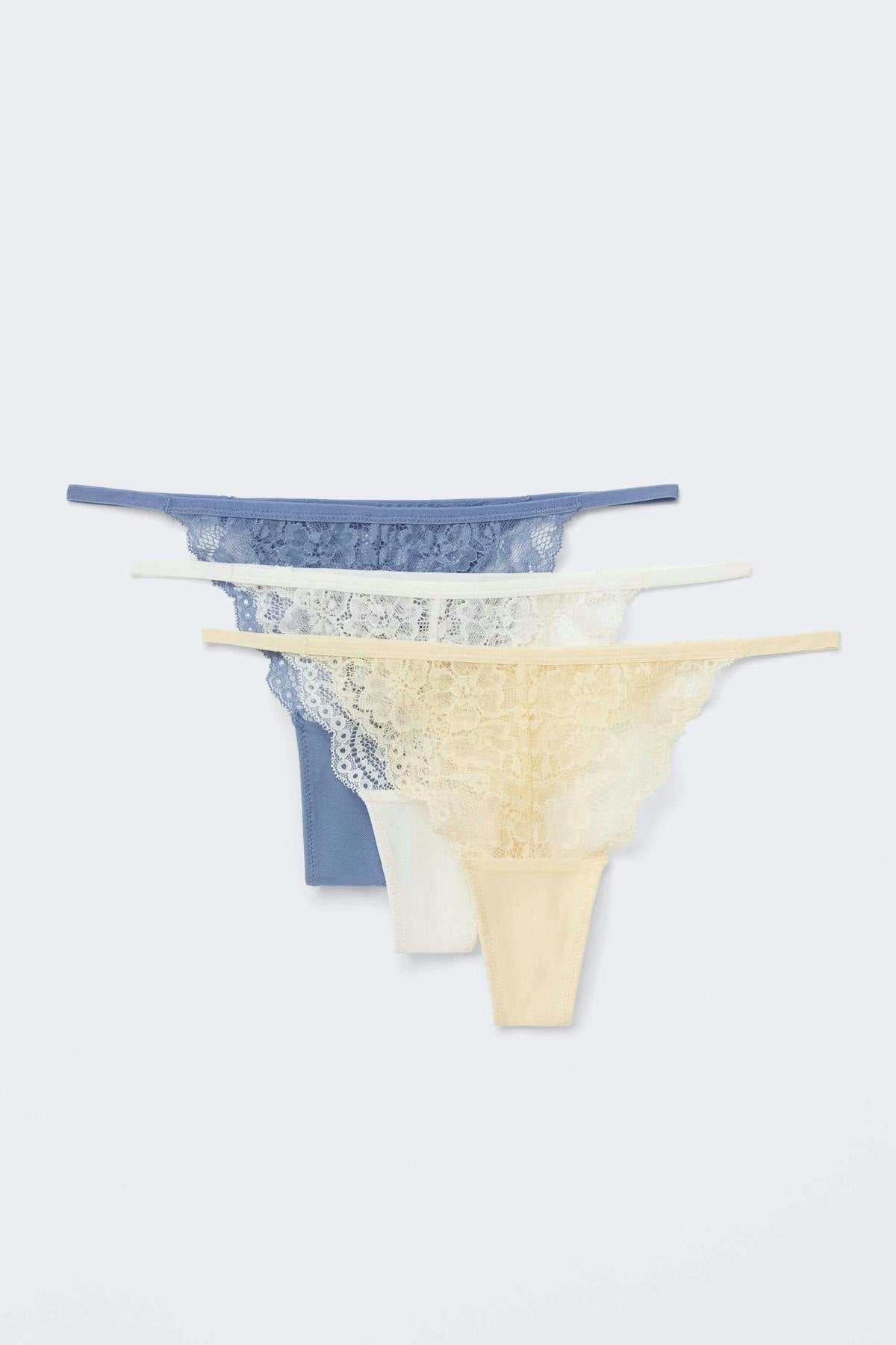 3-pack lace thong