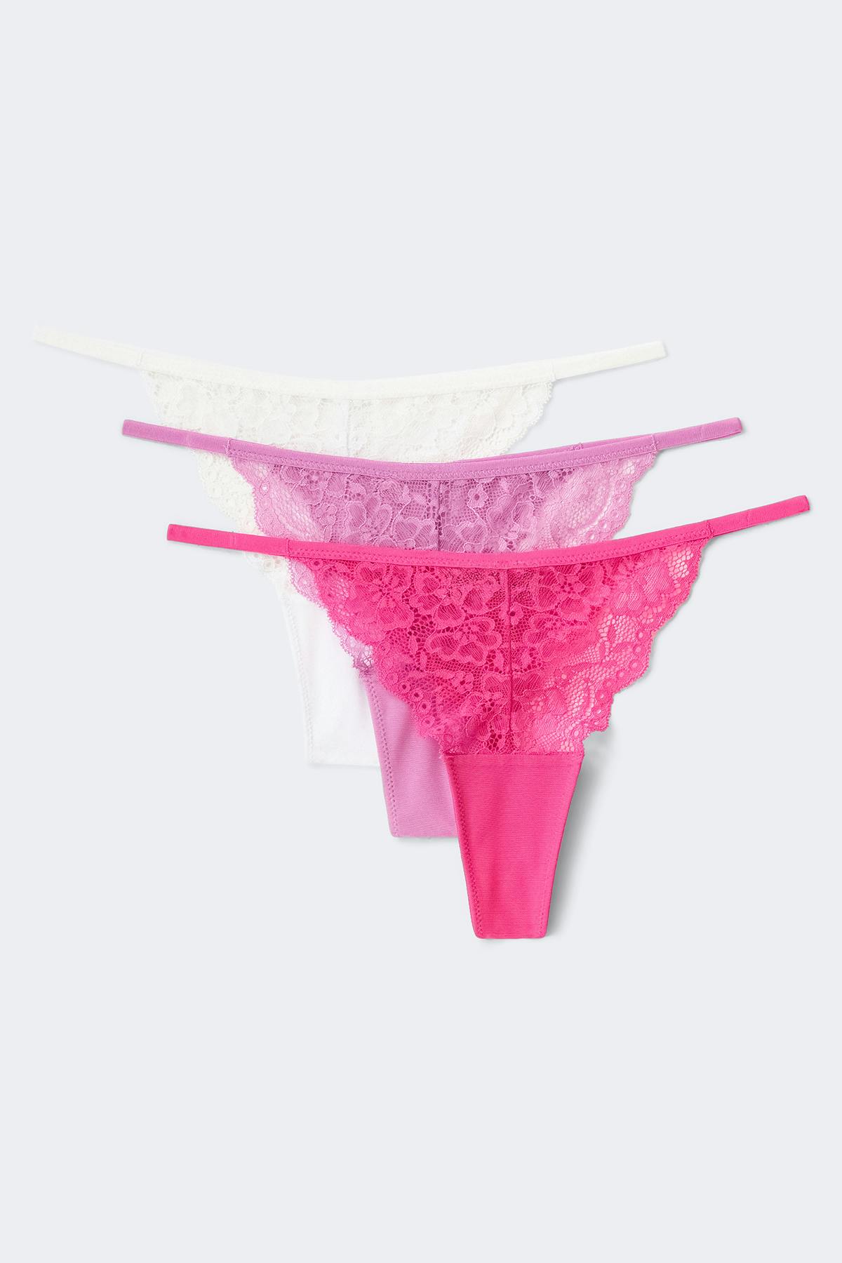 3-pack lace thong