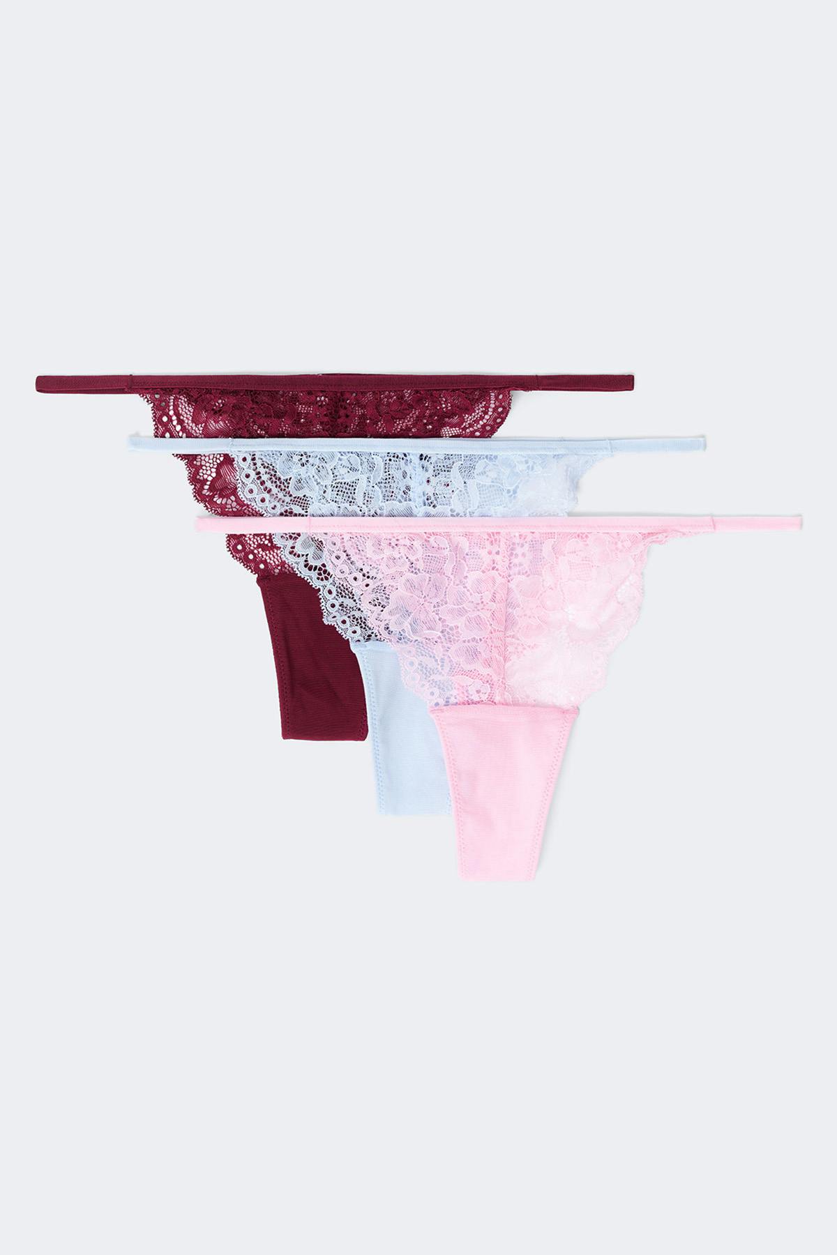 3-pack lace thong