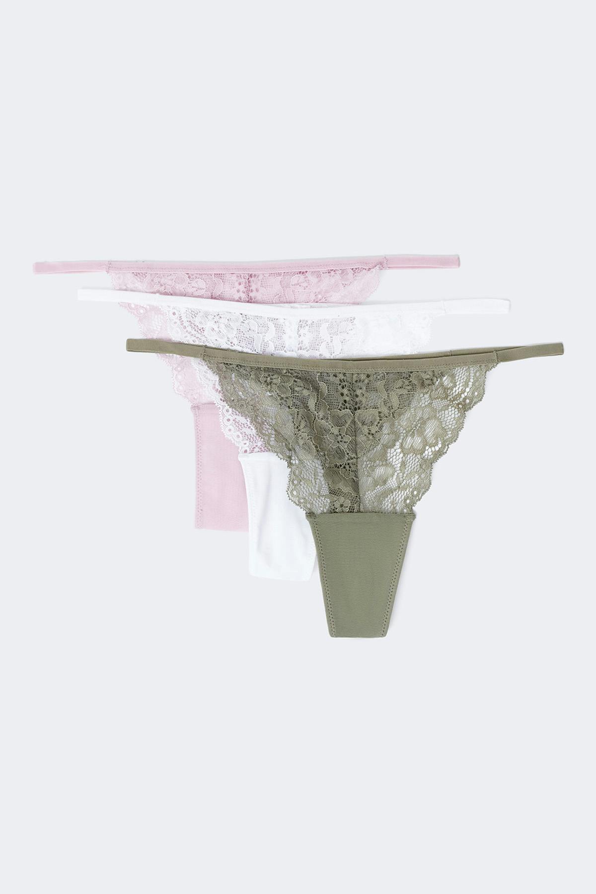 3-pack lace thong