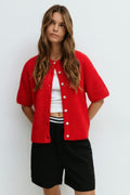 Short sleeve knitted cardigan