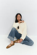 Knitted tape yarn sweater