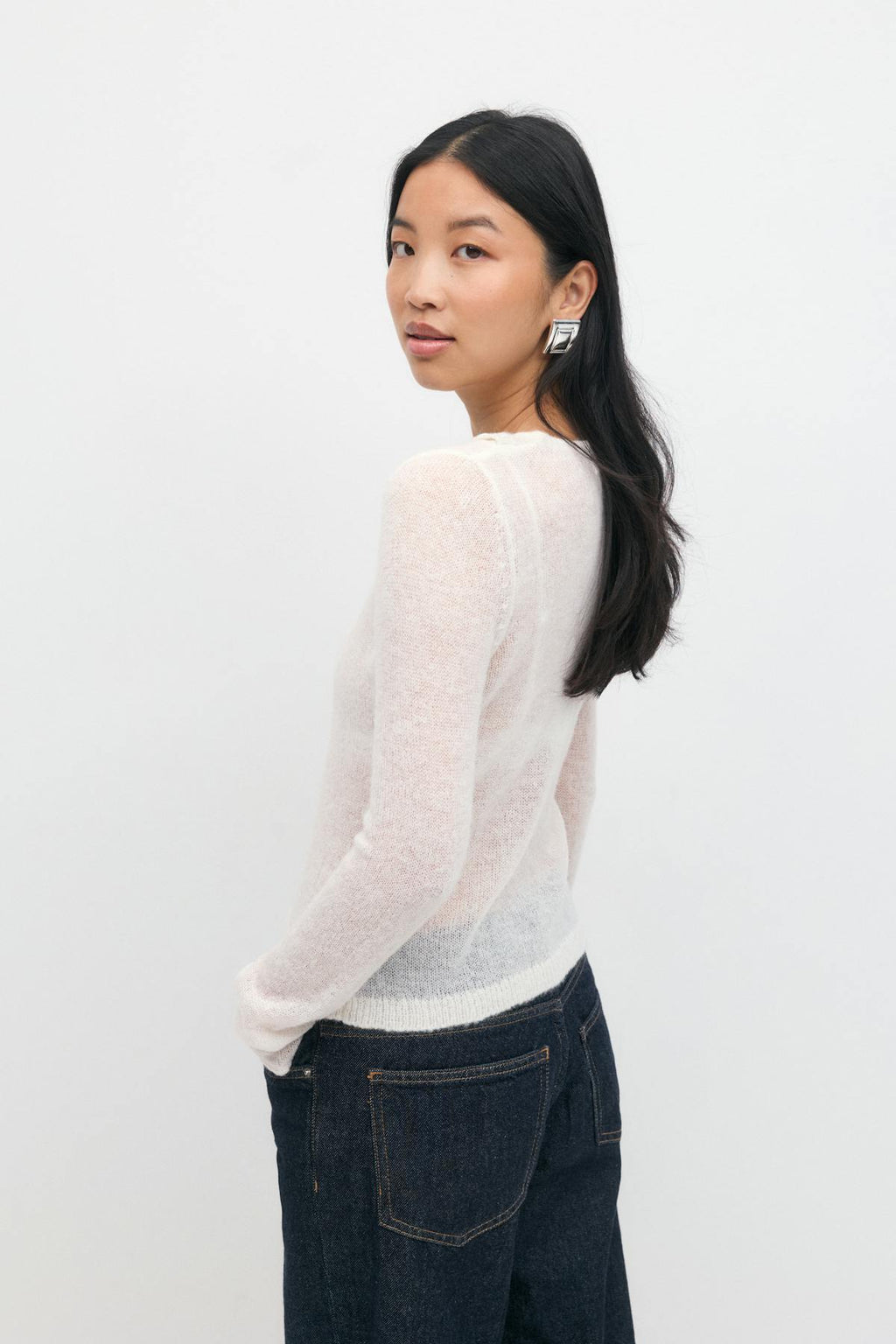Asymmetric knitted cardigan