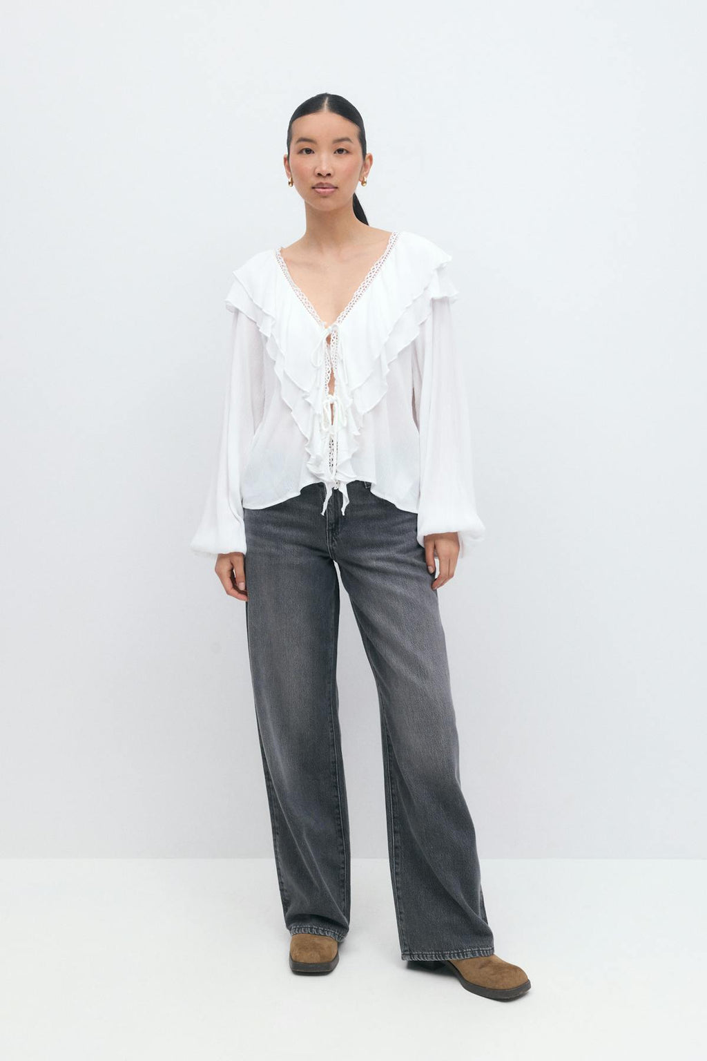 Frill tie blouse