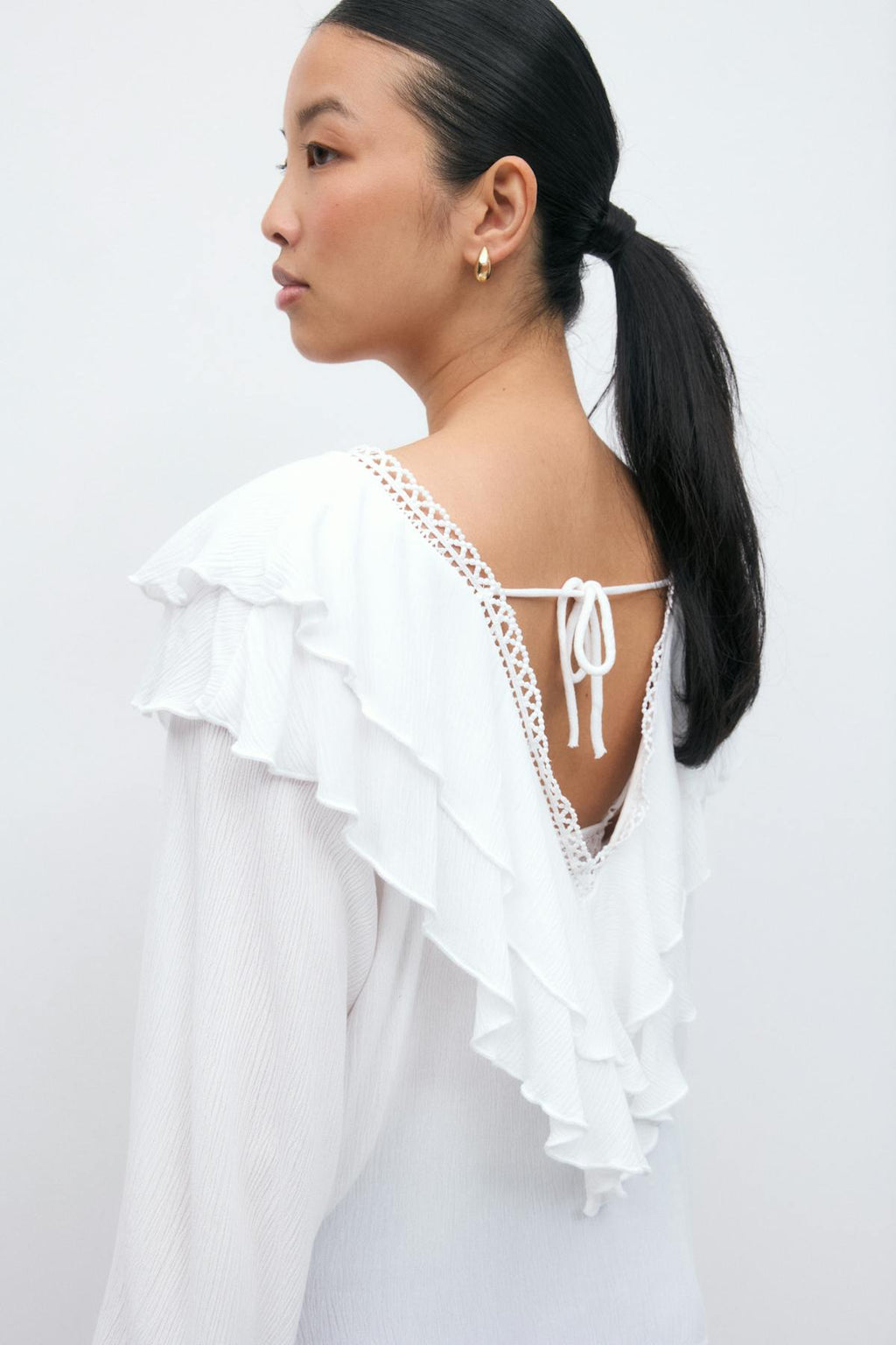 Frill tie blouse